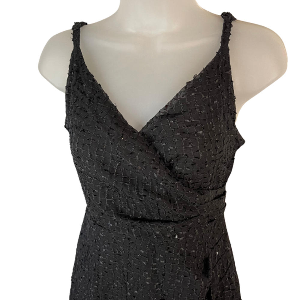 NWT Lulus Total Temptation Black Textured Faux-Wrap Midi Dress LBD Size Small - Picture 2 of 8